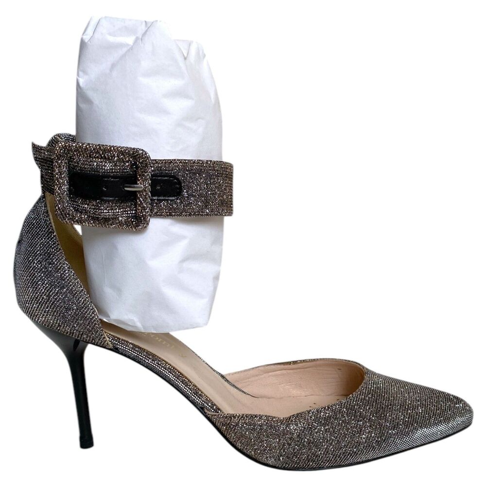 Womens Russell & Bromley Lottie Cuff Hi Heel Stiletto Pumps Black Metallic 39.5